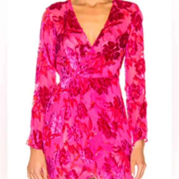 Fleur du Mal Fil Coupe Long Wrap Dress, Gia Pink, 2 - Picture 2 of 12